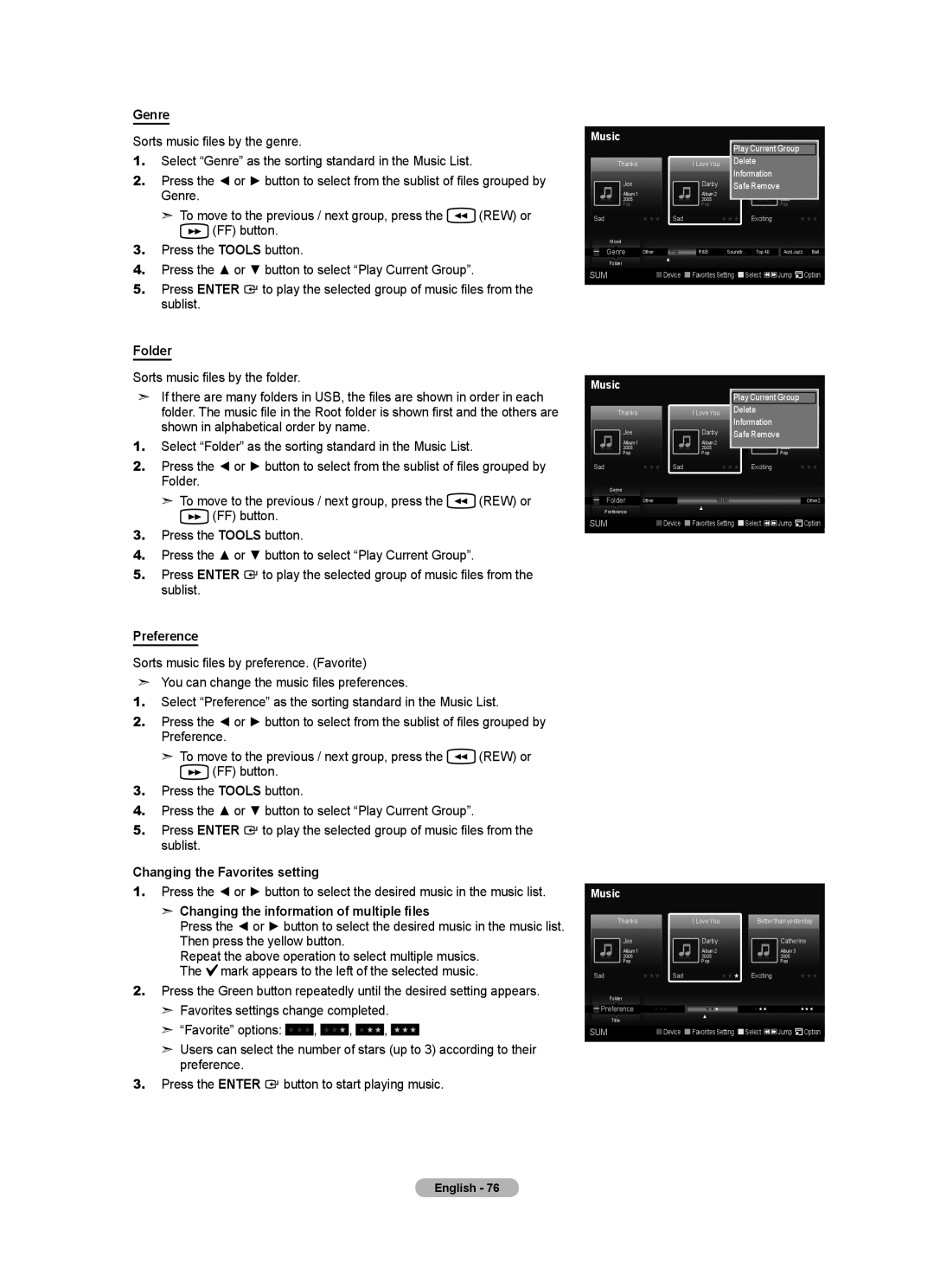 Samsung LN40A630M1F user manual Genre, Folder 