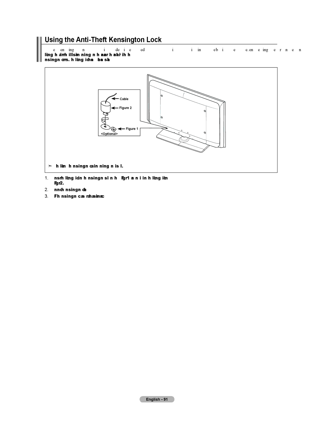 Samsung LN40A630M1F user manual Using the Anti-Theft Kensington Lock, Optional 