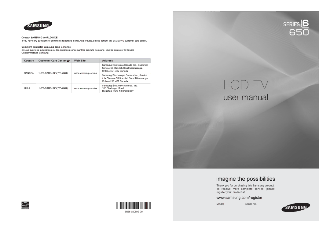 Samsung LN46B60, LN40B60 user manual Country Customer Care Center Web Site Address, Contact Samsung Worldwide 