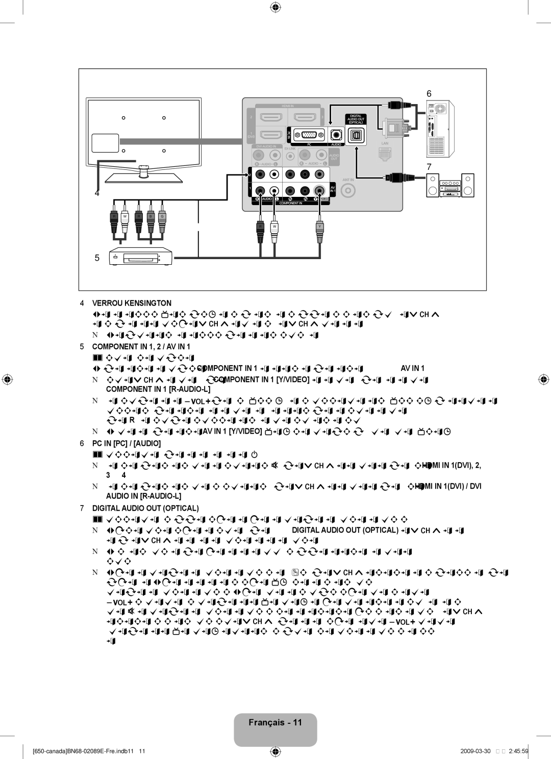 Samsung LN40B60, LN46B60 user manual Verrou Kensington 