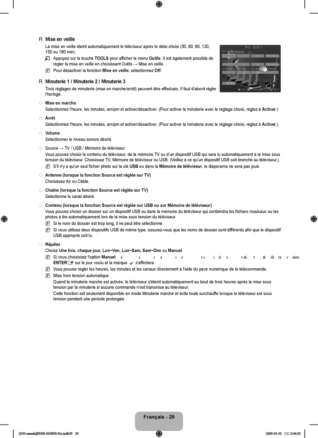 Samsung LN40B60, LN46B60 user manual Mise en veille, Mise en marche, Arrêt, Sélectionner le niveau sonore désiré 