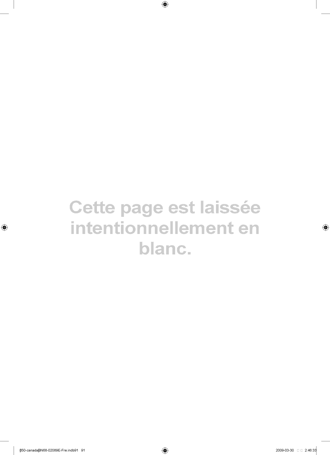 Samsung LN40B60, LN46B60 user manual Cette page est laissée intentionnellement en blanc 