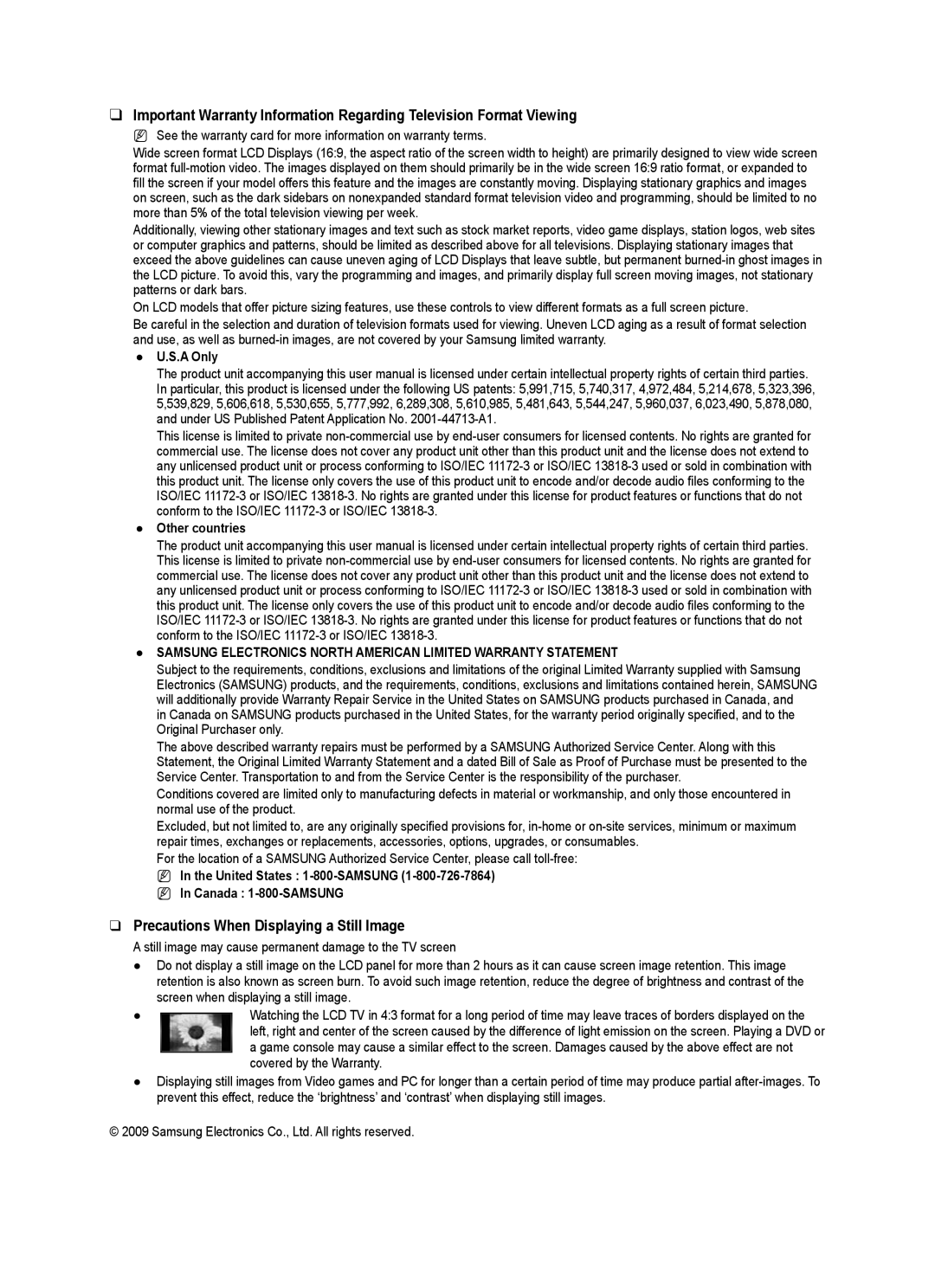 Samsung LN40B750, LN46B750 user manual Precautions When Displaying a Still Image, A Only, Other countries 