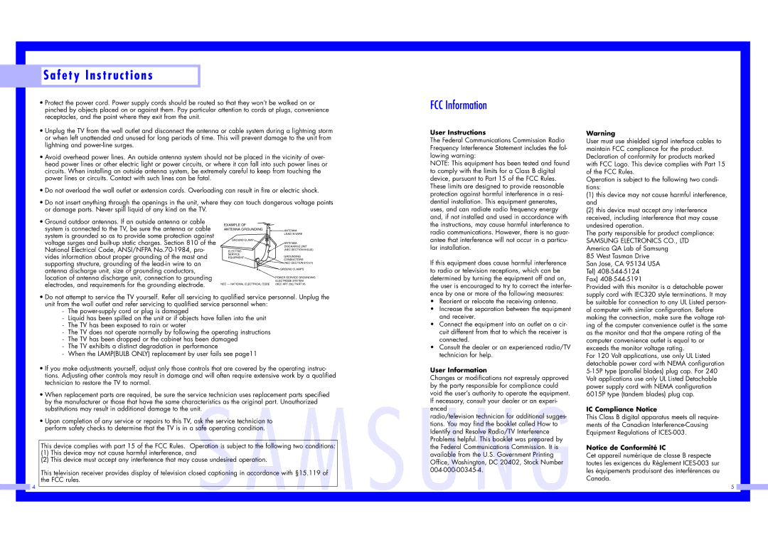 Samsung LN437W instruction manual FCC Information, System is connected to the TV, be sure the antenna or cable 