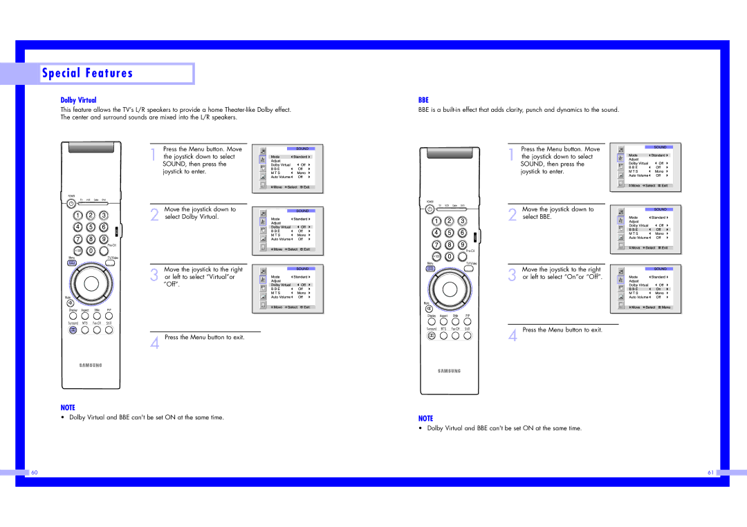 Samsung LN437W instruction manual Dolby Virtual, Bbe 