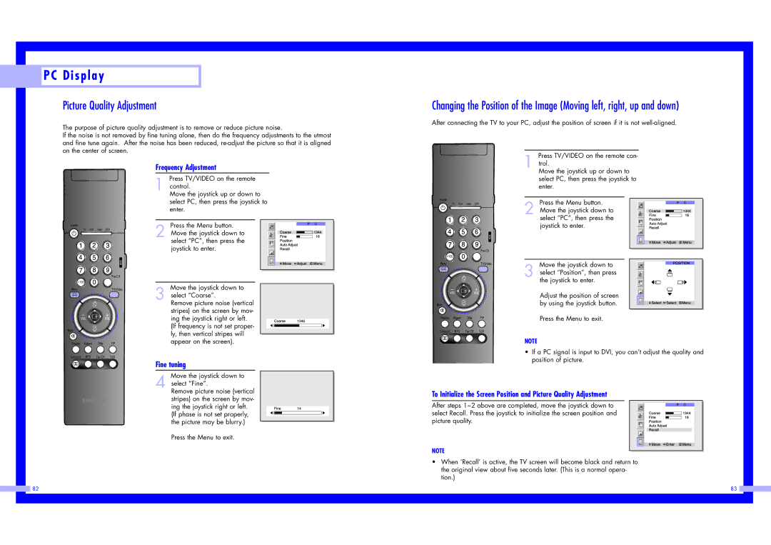 Samsung LN437W instruction manual Picture Quality Adjustment, Frequency Adjustment, Fine tuning 