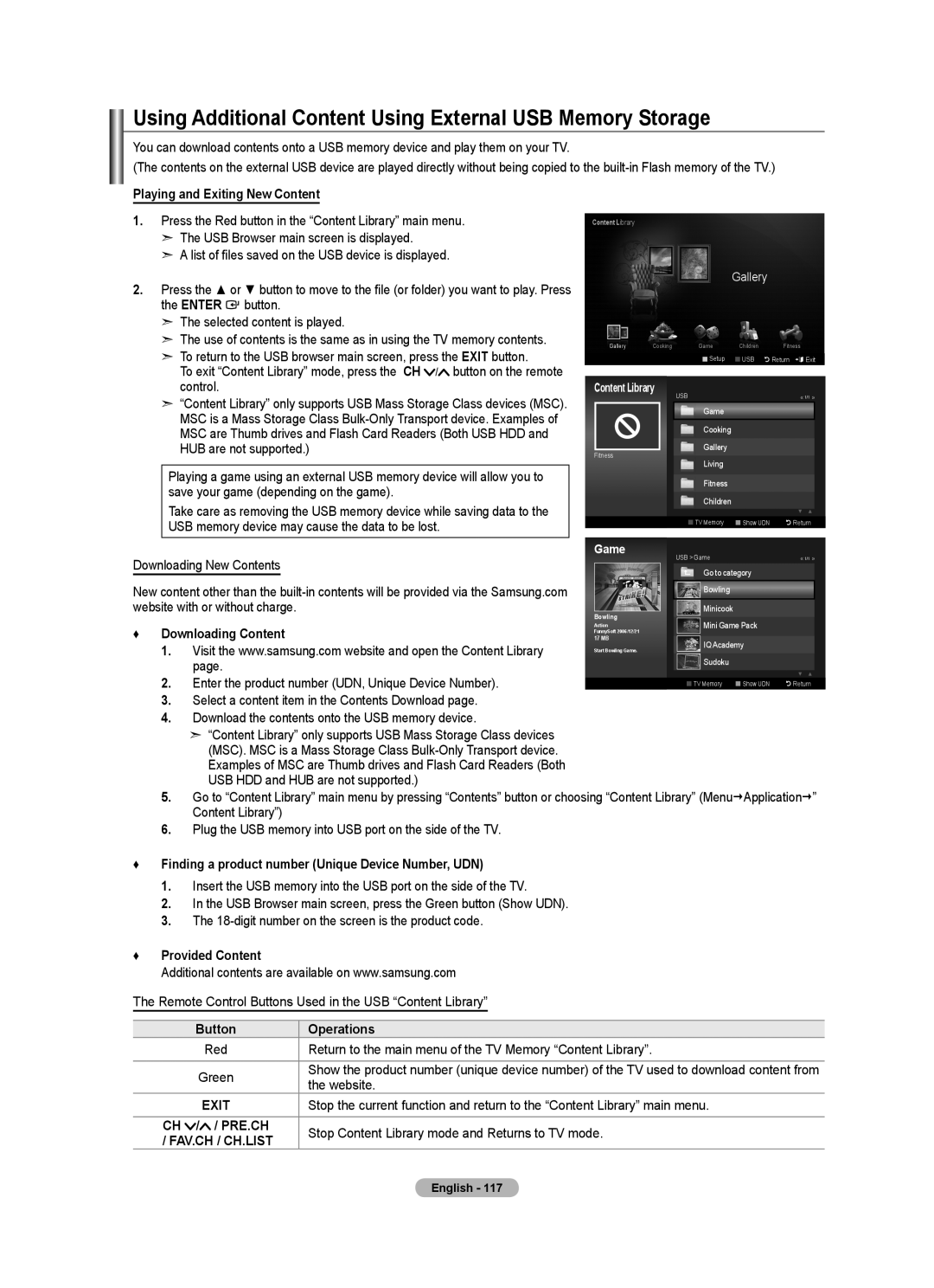 Samsung LN55A950D1F, LN46A950D1F user manual Using Additional Content Using External USB Memory Storage 