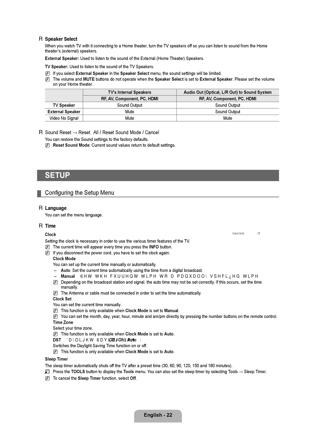 Samsung LN46B500, LN40B500 user manual Configuring the Setup Menu 