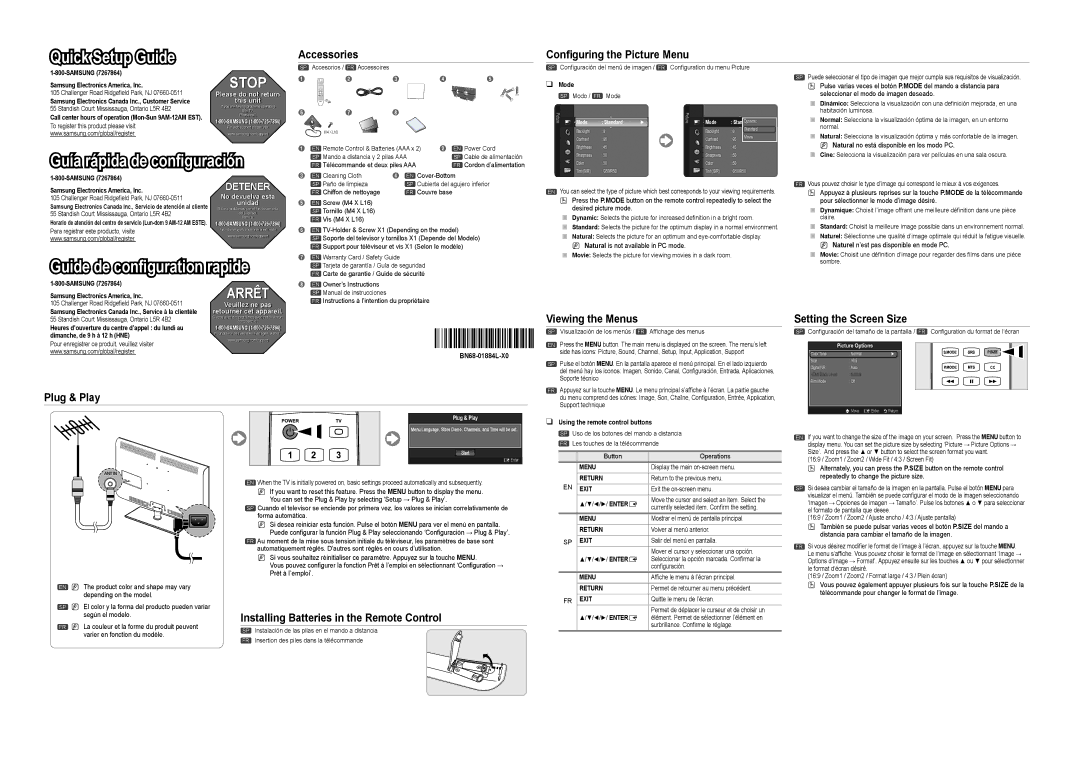 Samsung LN46B500P3F setup guide Accessories, Conﬁguring the Picture Menu, Viewing the Menus, Setting the Screen Size 