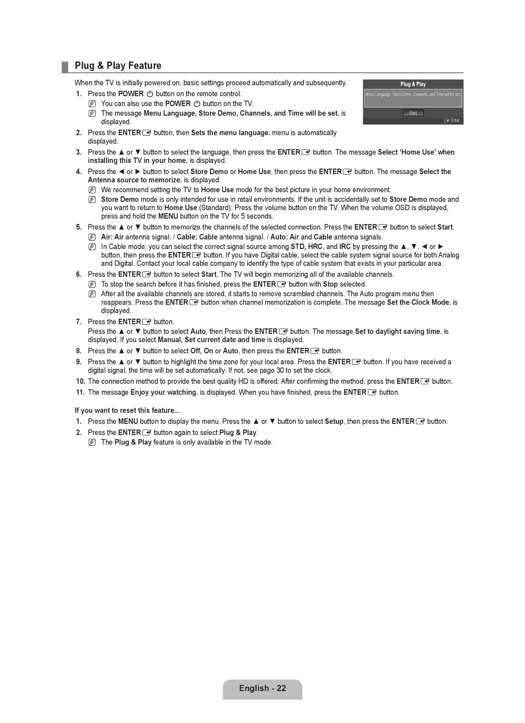 Samsung LN37B530, LN46B530, LN52B530, LN40B530, LN32B530 user manual Plug & Play Feature, If you want to reset this feature 