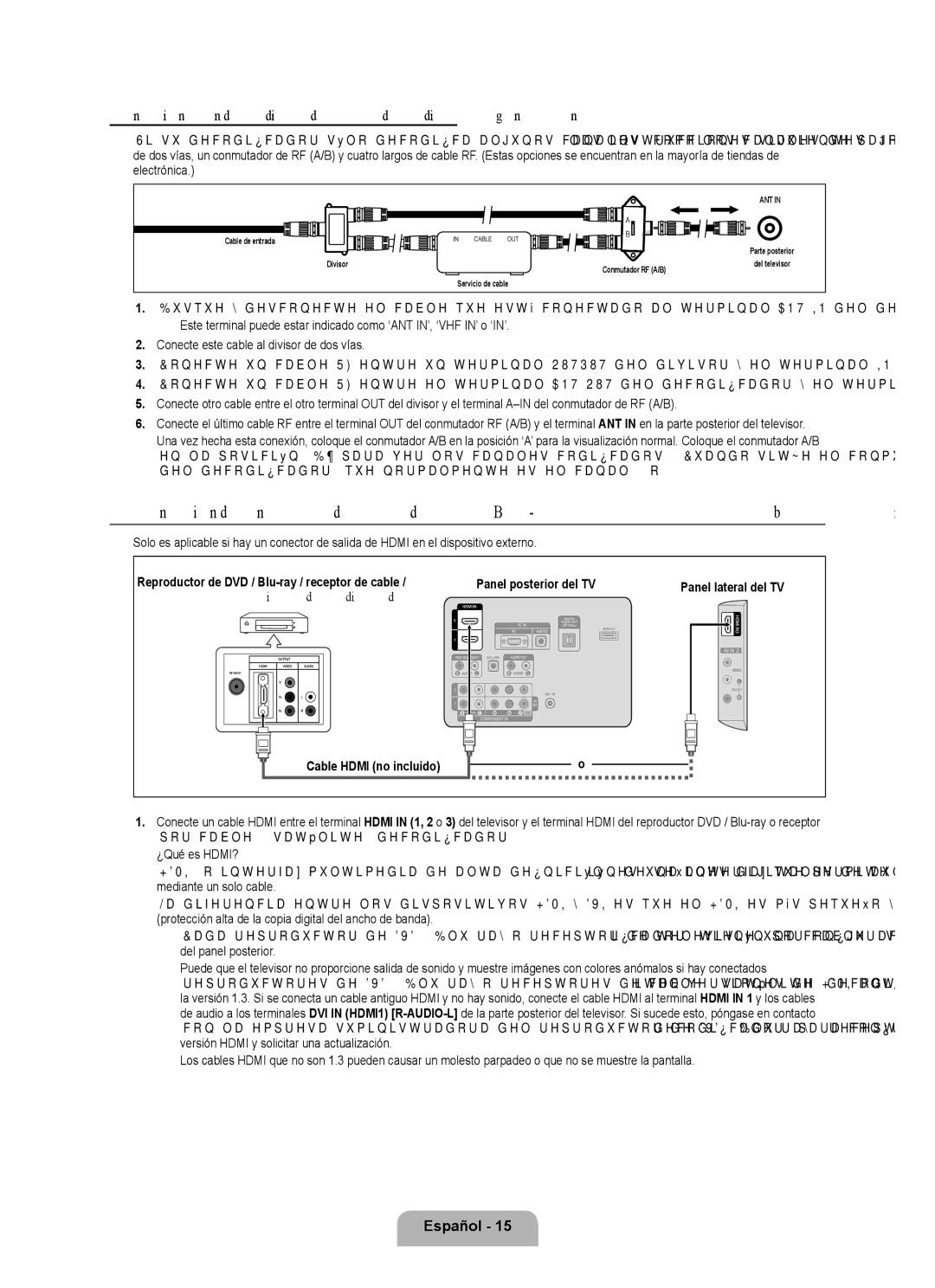 Samsung LN40B530, LN46B530, LN52B530, LN32B530, LN37B530 user manual Reproductor de DVD / Blu-ray / receptor de cable 