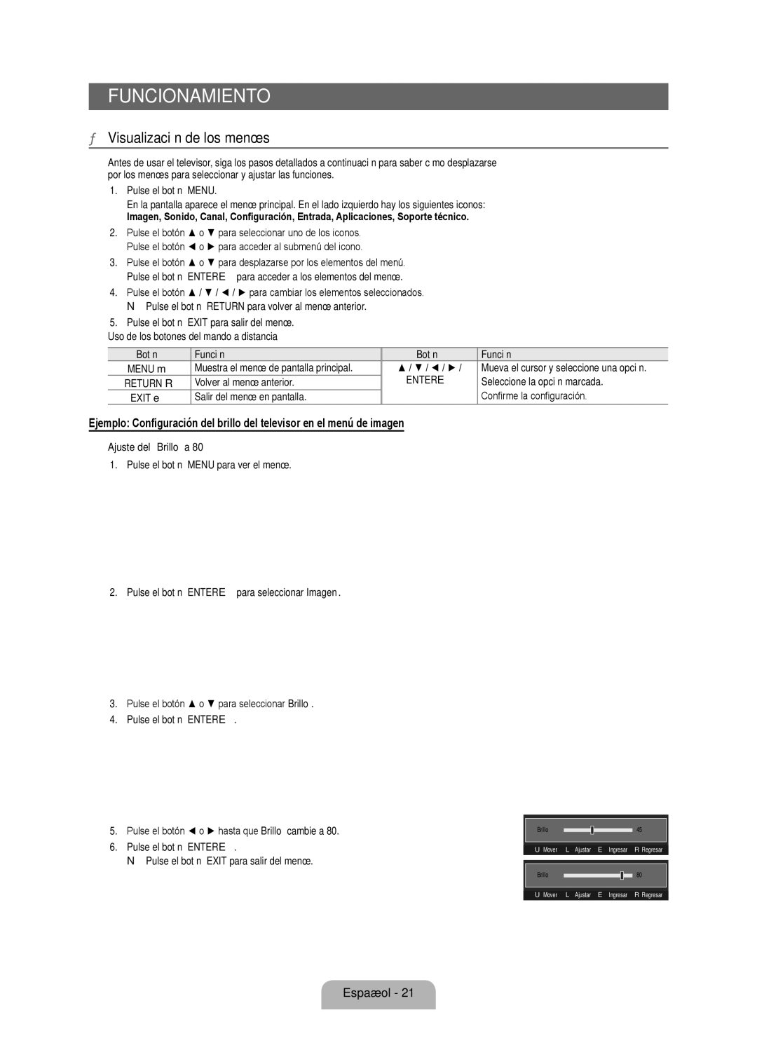 Samsung LN32B530, LN46B530, LN52B530, LN40B530, LN37B530 user manual Funcionamiento, Visualización de los menús 