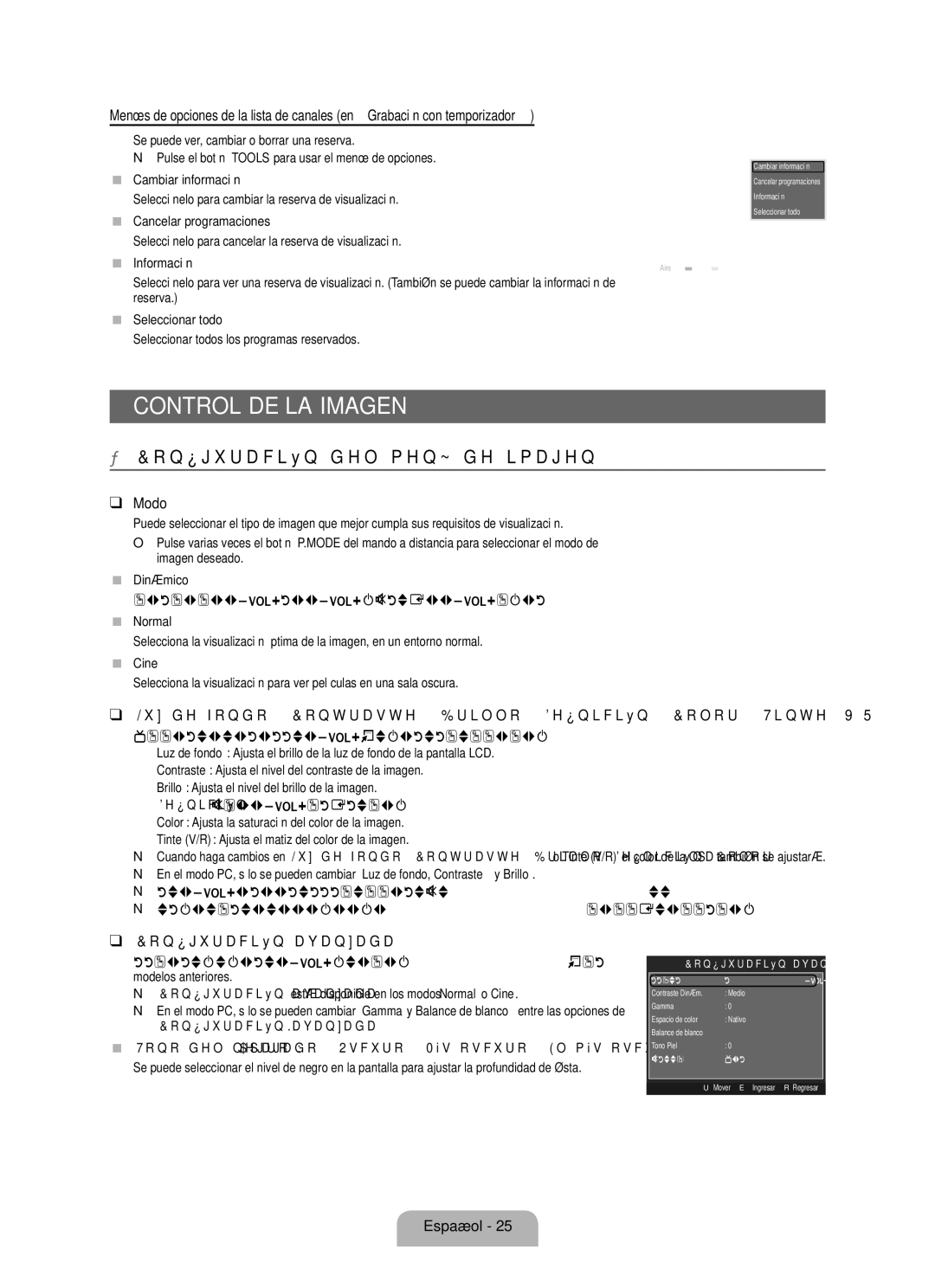 Samsung LN40B530, LN46B530, LN52B530 Control de la imagen, Configuración del menú de imagen, Modo, Configuración avanzada 