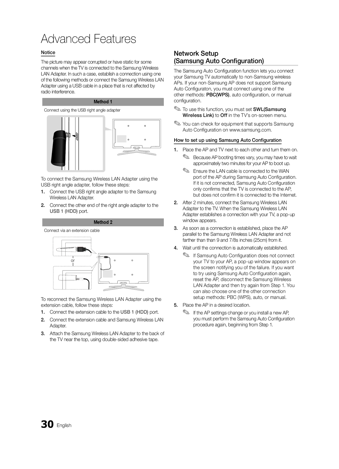 Samsung LN46C750 user manual Network Setup Samsung Auto Configuration, How to set up using Samsung Auto Configuration 