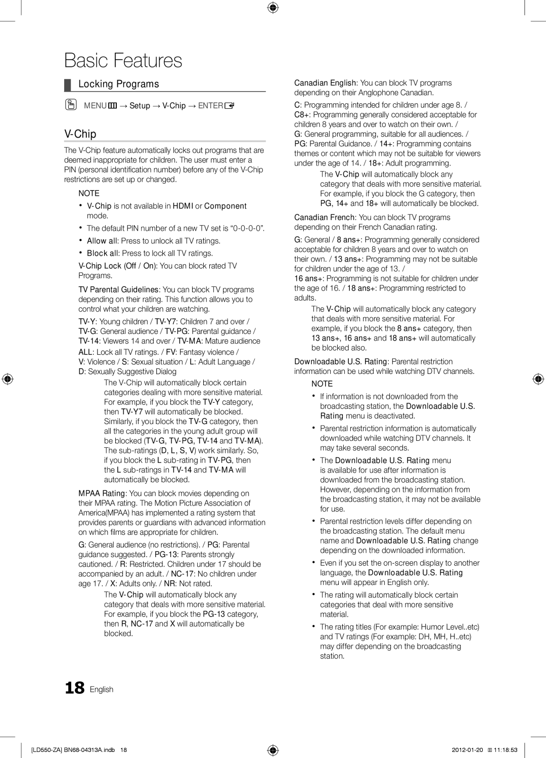 Samsung LN46E550 user manual Chip, Locking Programs 