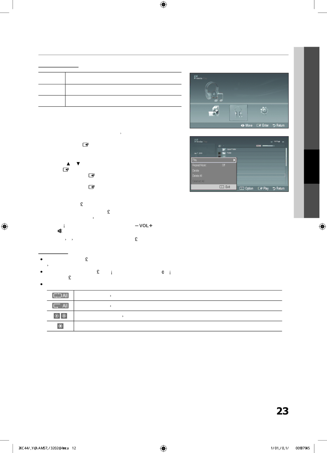 Samsung LN46E550 user manual Music 