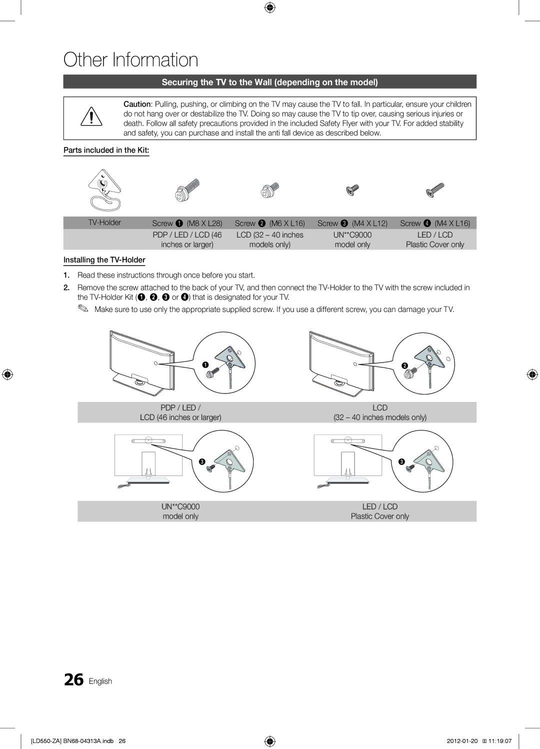 Samsung LN46E550 user manual Pdp / Led, Led / Lcd 