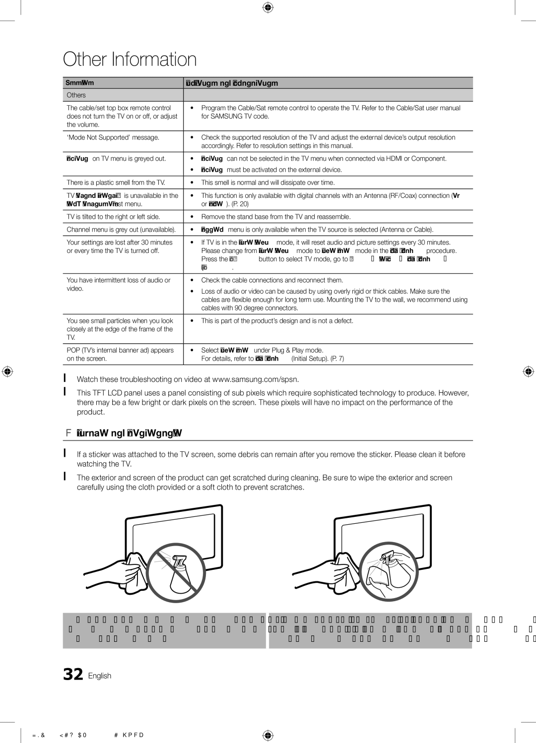 Samsung LN46E550 user manual Storage and Maintenance, Volume ‘Mode Not Supported’ message 