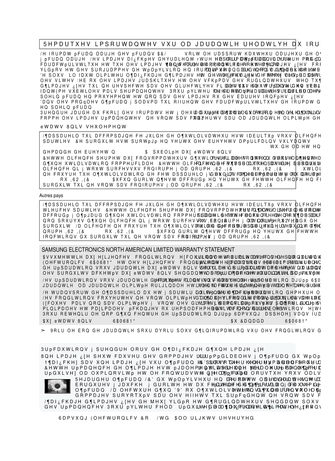 Samsung LN52A650A1F user manual États-Unis seulement, Autres pays, Aux États-Unis 1-800-SAMSUNG 