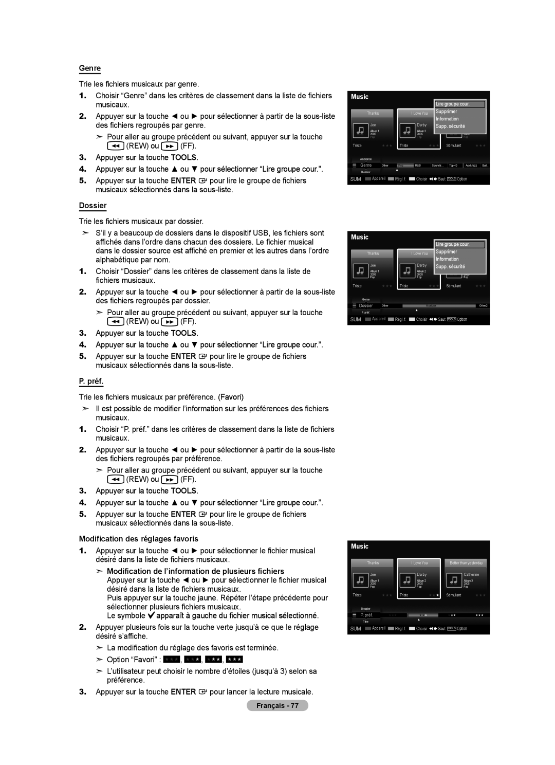 Samsung LN52A650A1F user manual Modification des réglages favoris, Supp. sécuritéCatherine, Supp. sécurité Catherine 