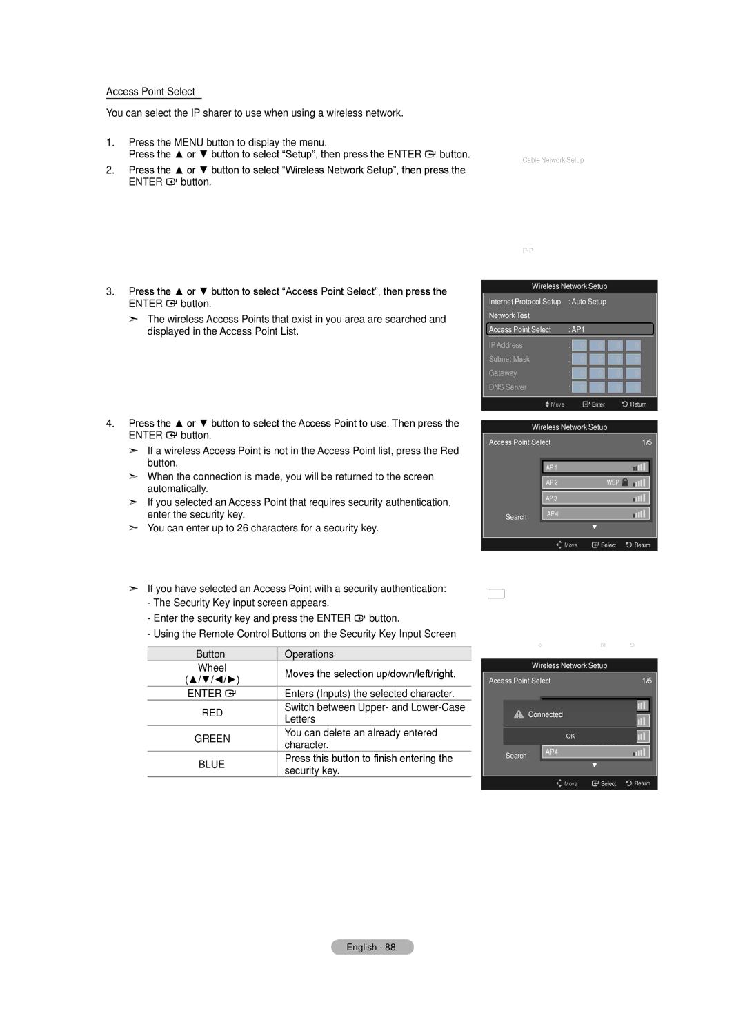 Samsung LN52A650A1F user manual Access Point Select 