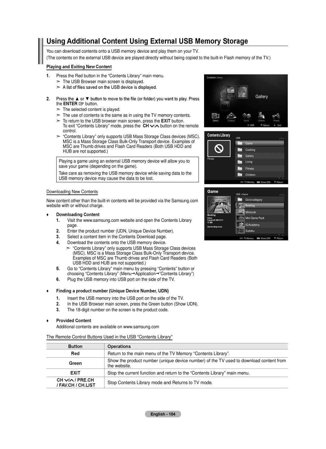 Samsung LN46A750R1F, LN52A750R1F, LN40A750R1F user manual Using Additional Content Using External USB Memory Storage 