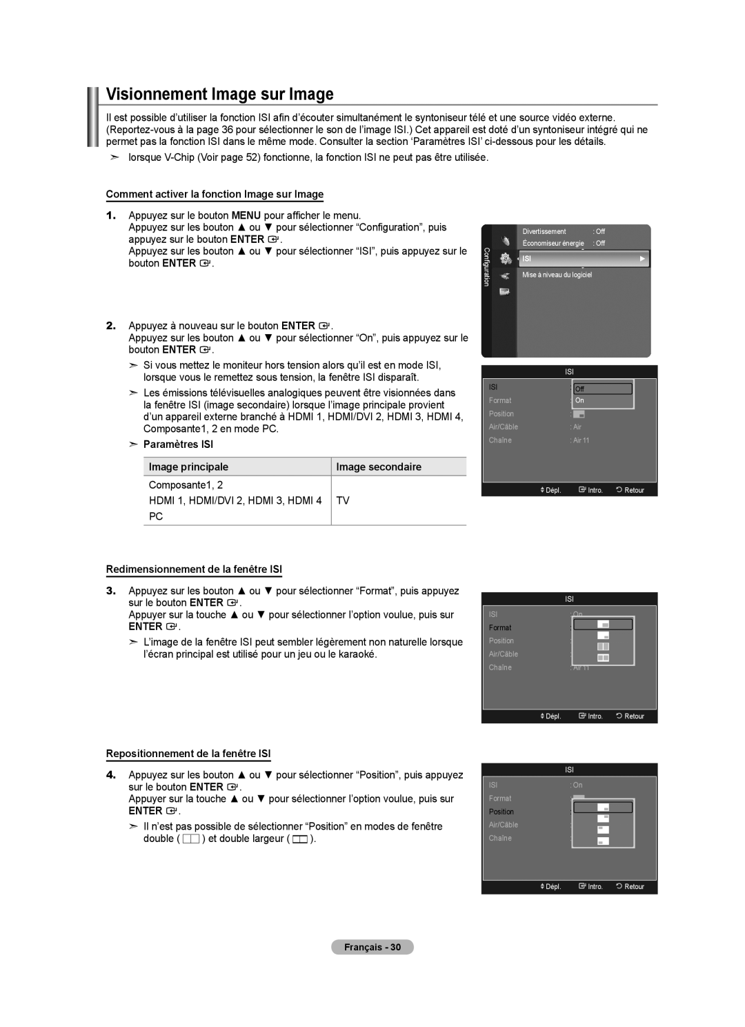 Samsung LN40A750R1F, LN52A750R1F, LN46A750R1F Visionnement Image sur Image, Comment activer la fonction Image sur Image 