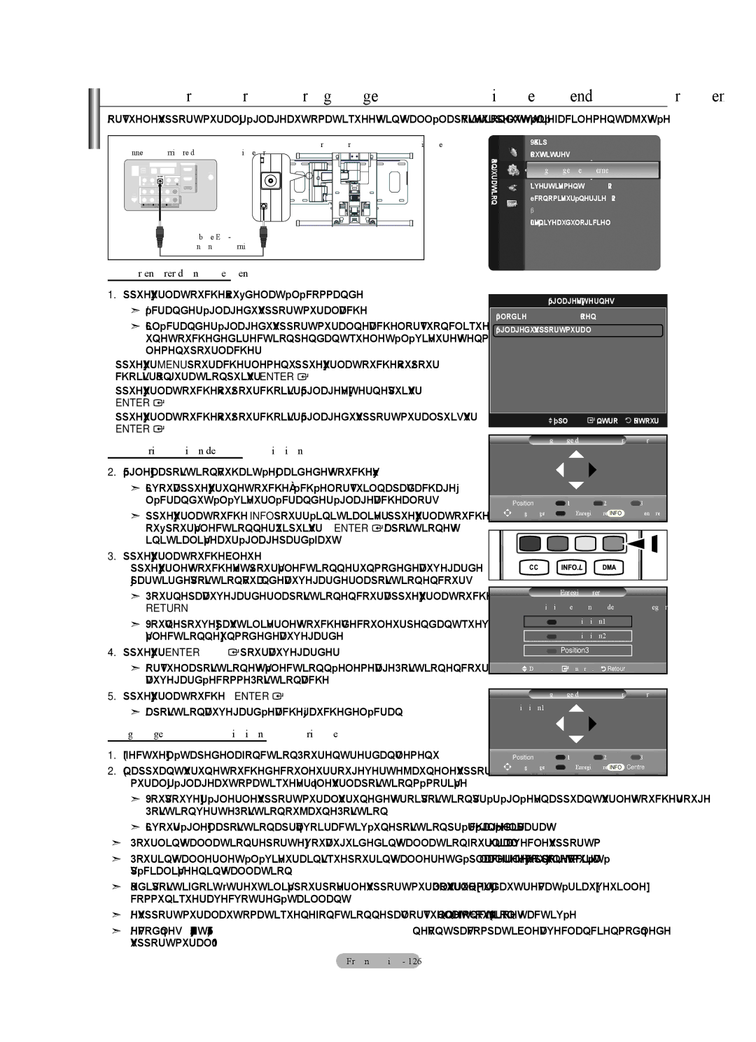 Samsung LN40A750R1F, LN52A750R1F user manual Support mural à réglage automatique vendu séparément, Pour entrer dans le menu 