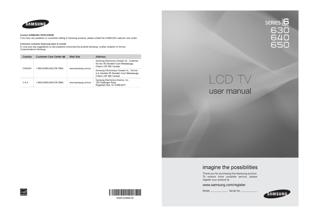 Samsung LN52B630, LN55B640, LN37B650 user manual Country Customer Care Center Web Site Address, Contact Samsung Worldwide 