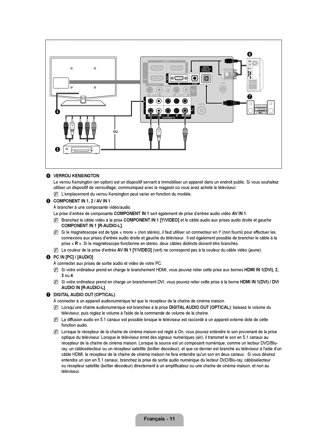 Samsung LN37B650, LN55B640, LN52B630, LN40B630, LN40B640, LN32B650, LN46B640, LN46B630 user manual Verrou Kensington 