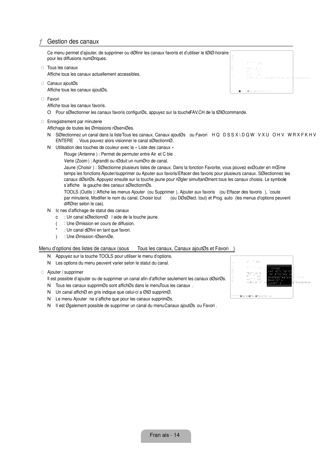 Samsung LN32B650, LN55B640, LN52B630, LN37B650, LN40B630, LN40B640, LN46B640, LN46B630 user manual Gestion des canaux 