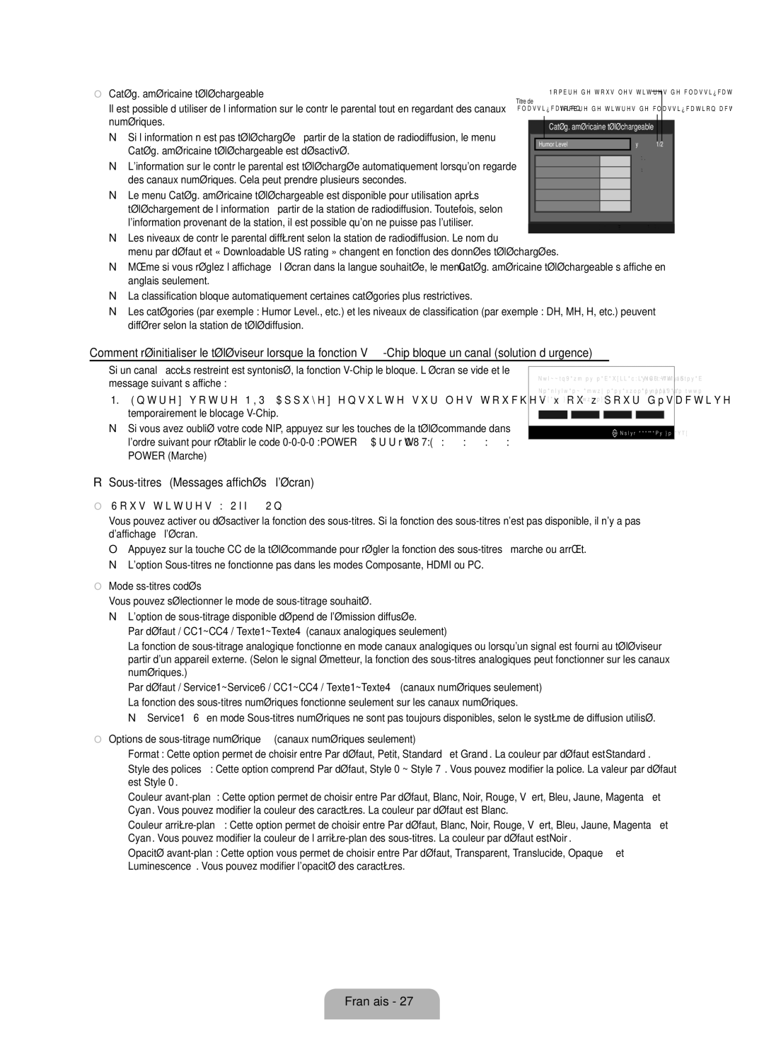 Samsung LN37B650, LN55B640, LN52B630 Sous-titres Messages affichés à lécran, Sous-titres → Off / On, Mode ss-titres codés 