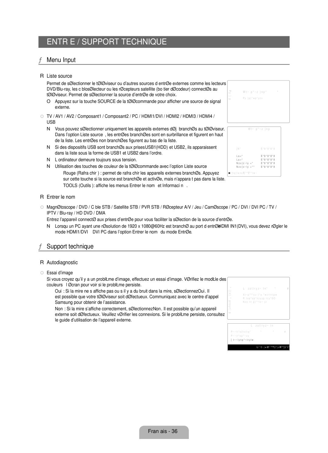 Samsung LN40B630, LN55B640, LN52B630, LN37B650, LN40B640, LN32B650, LN46B640, LN46B630 user manual Menu Input, Support technique 