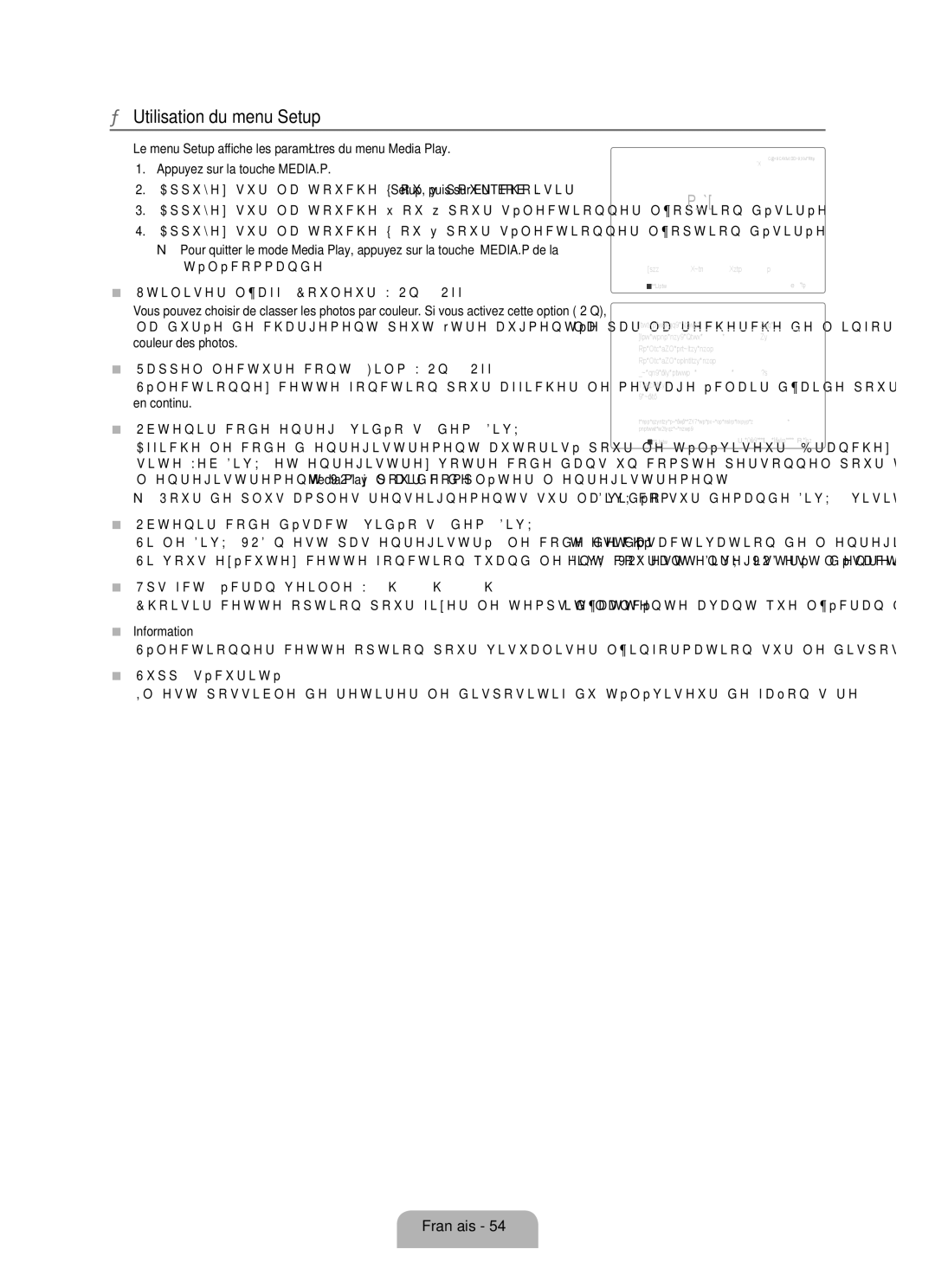 Samsung LN32B650, LN55B640, LN52B630, LN37B650, LN40B630, LN40B640, LN46B640, LN46B630 user manual Utilisation du menu Setup 