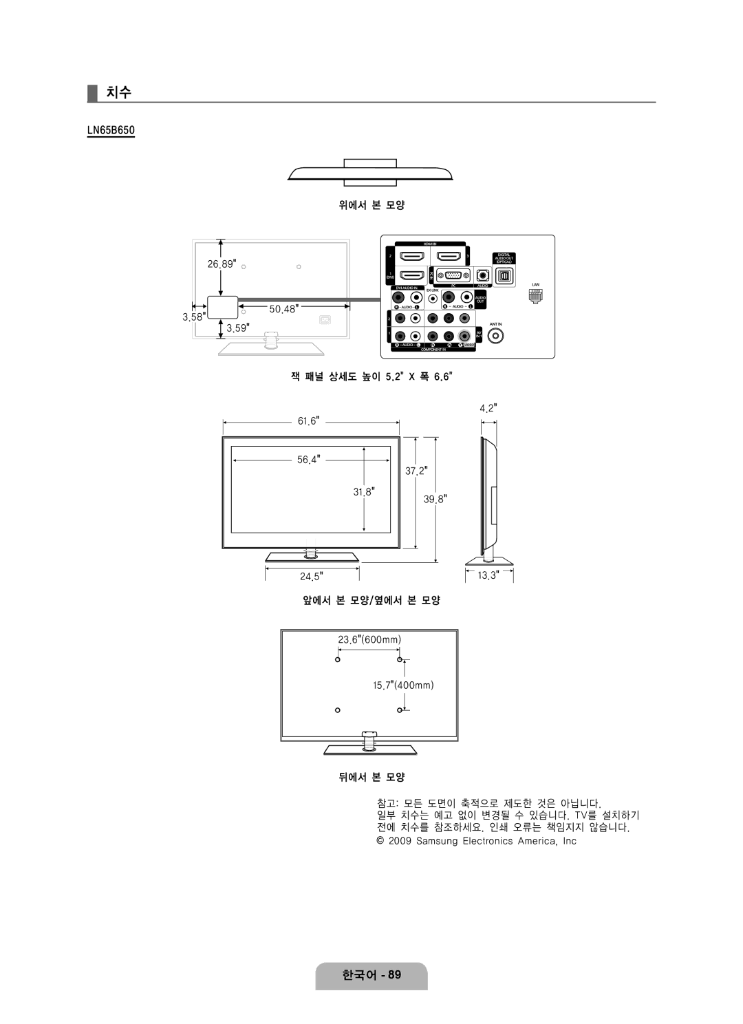 Samsung LN65B650 user manual Samsung Electronics America, Inc 