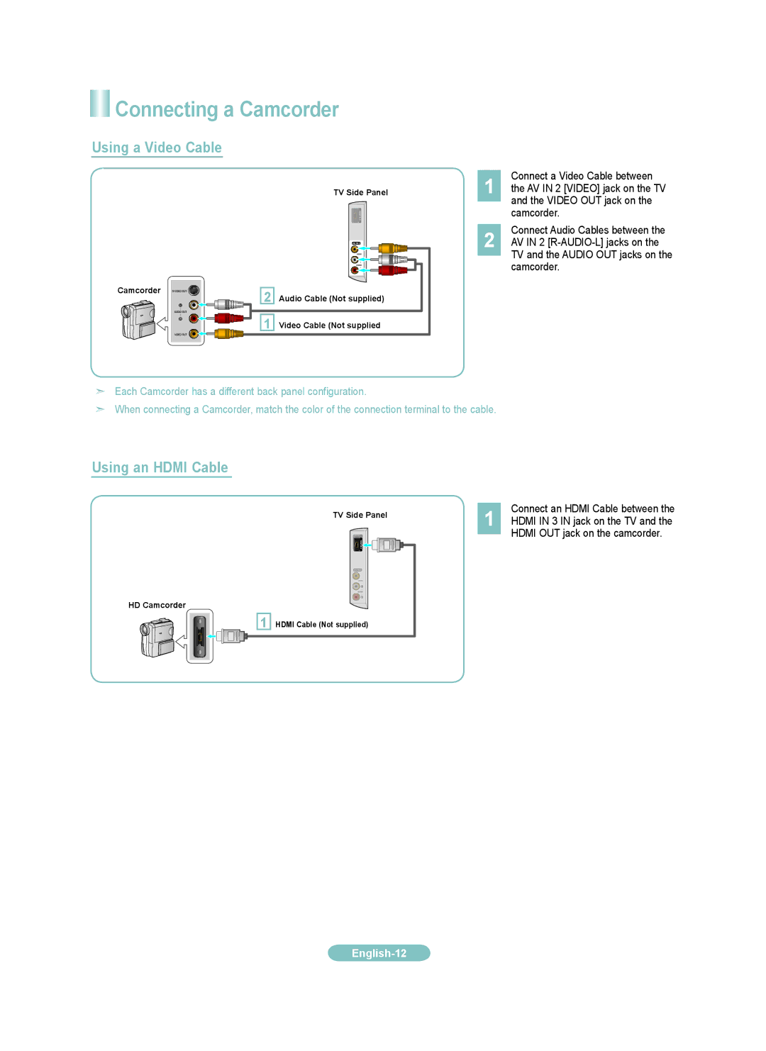 Samsung LN6B460, LNB460, LN3B460 setup guide English-12 