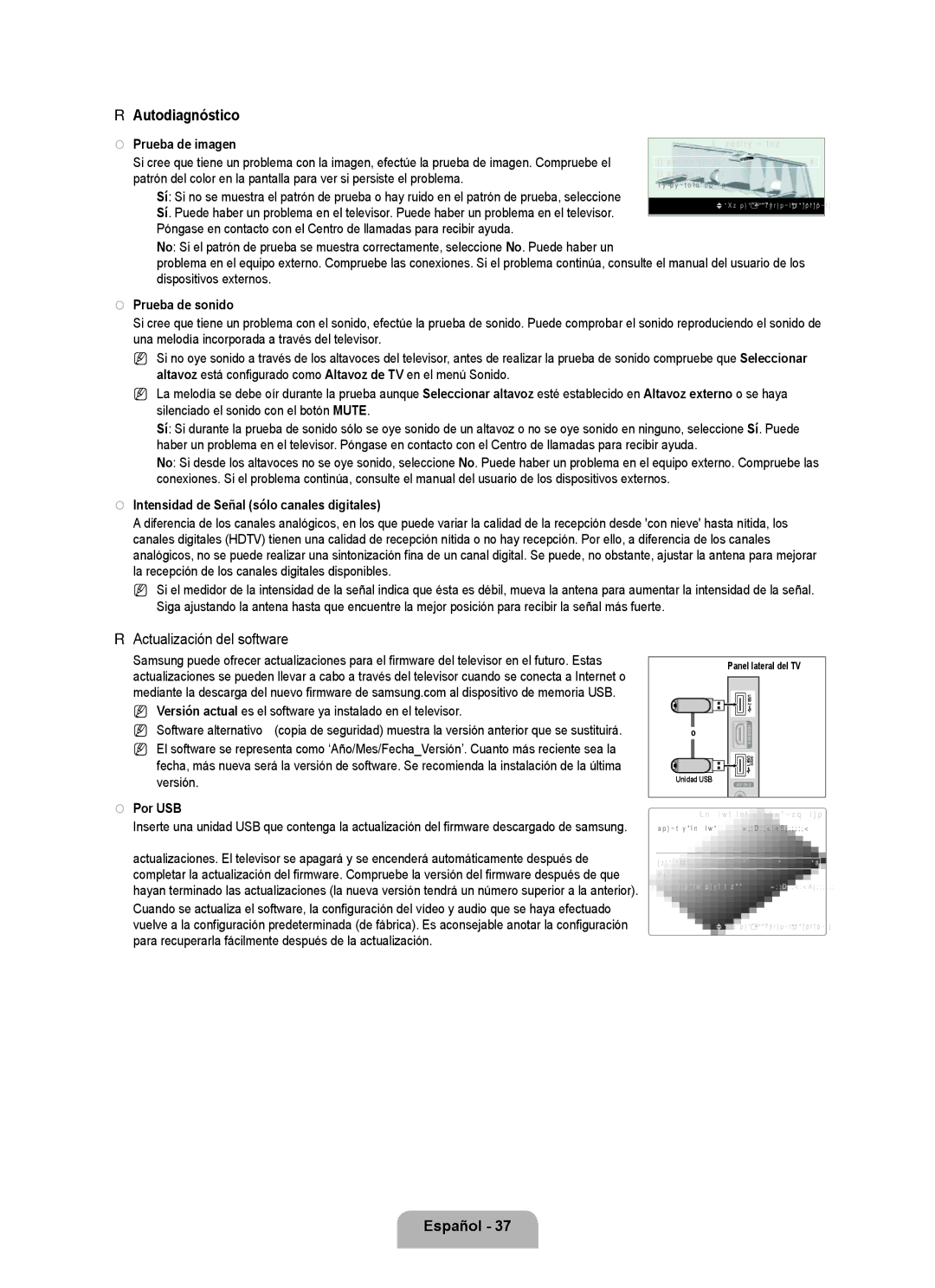 Samsung LN6B60 user manual Autodiagnóstico, Actualización del software 