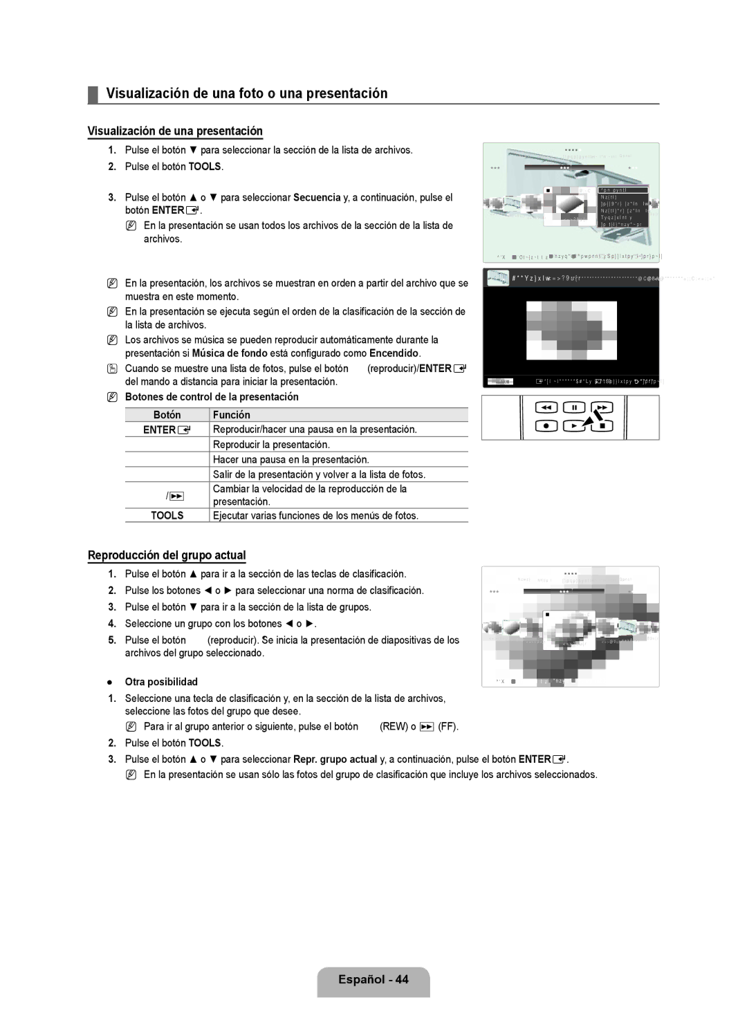 Samsung LN6B60 user manual Visualización de una foto o una presentación, Visualización de una presentación 