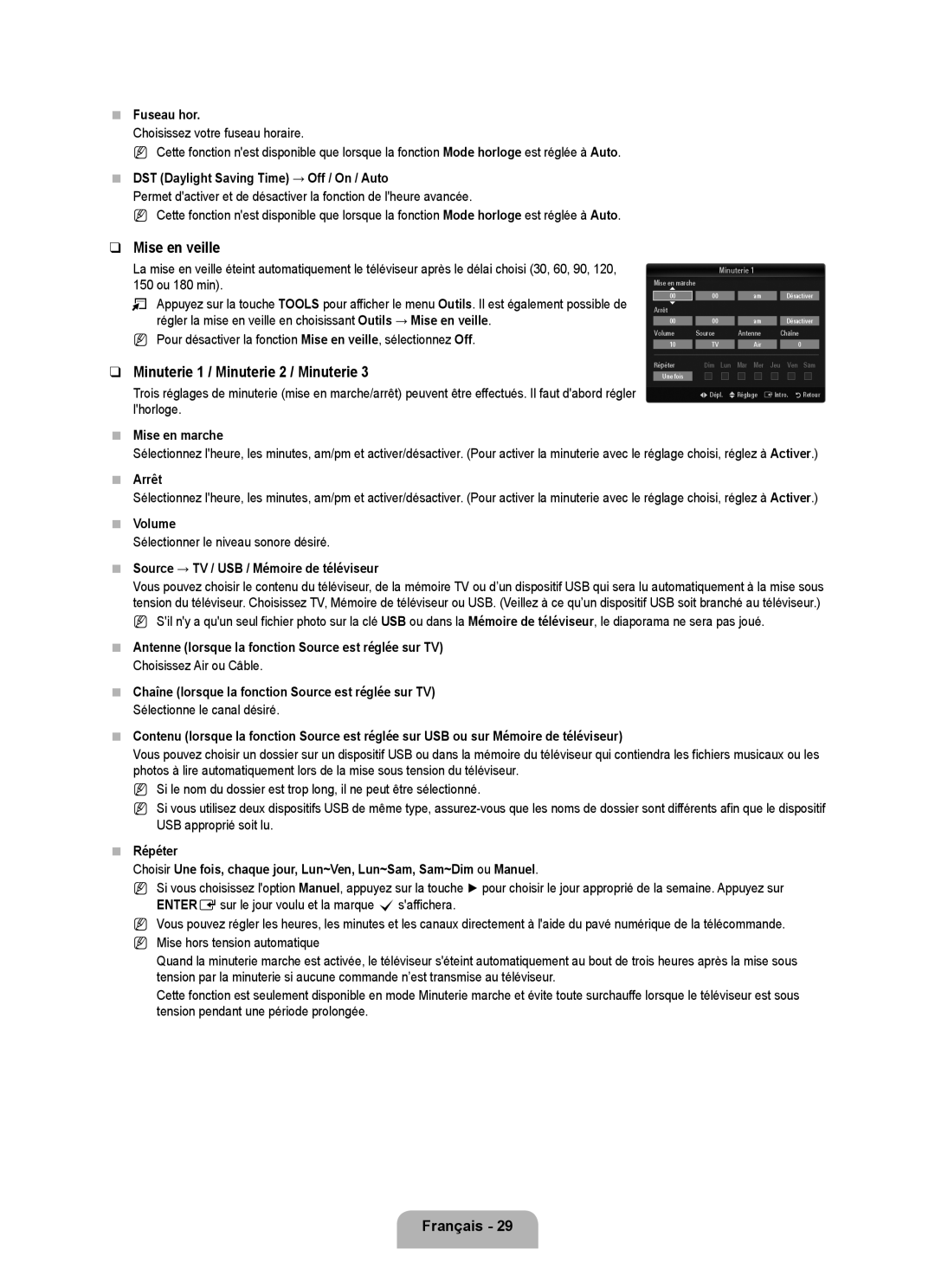 Samsung LN6B60 user manual Mise en veille 