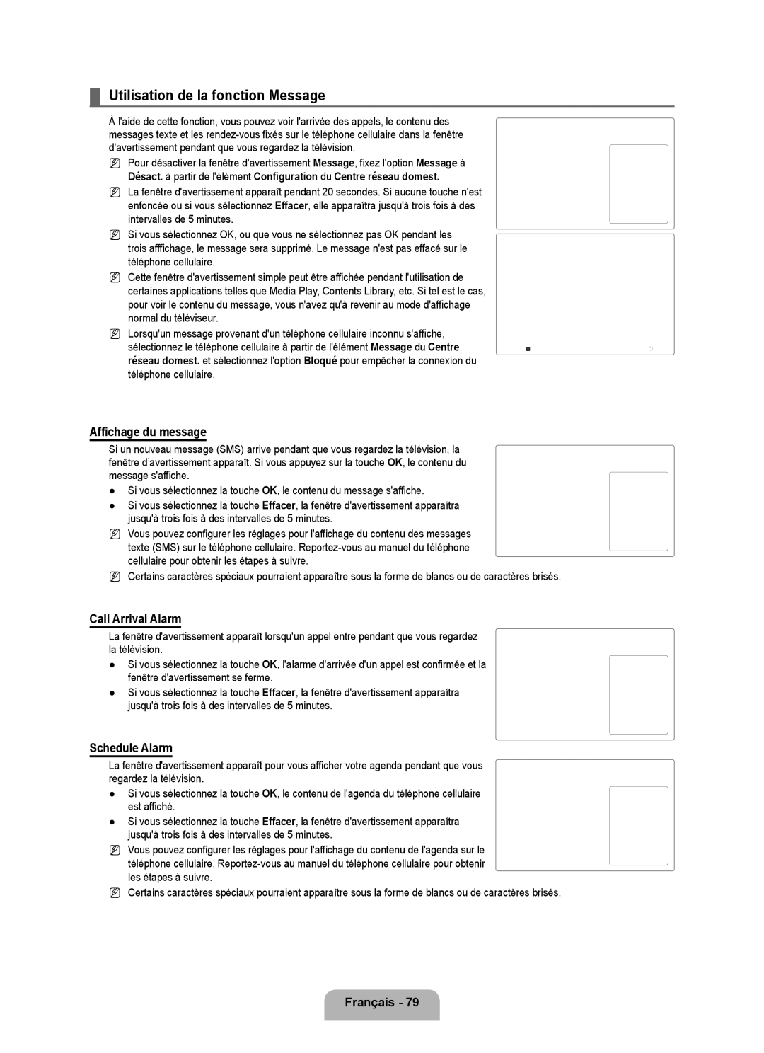 Samsung LN6B60 user manual Utilisation de la fonction Message, Affichage du message 