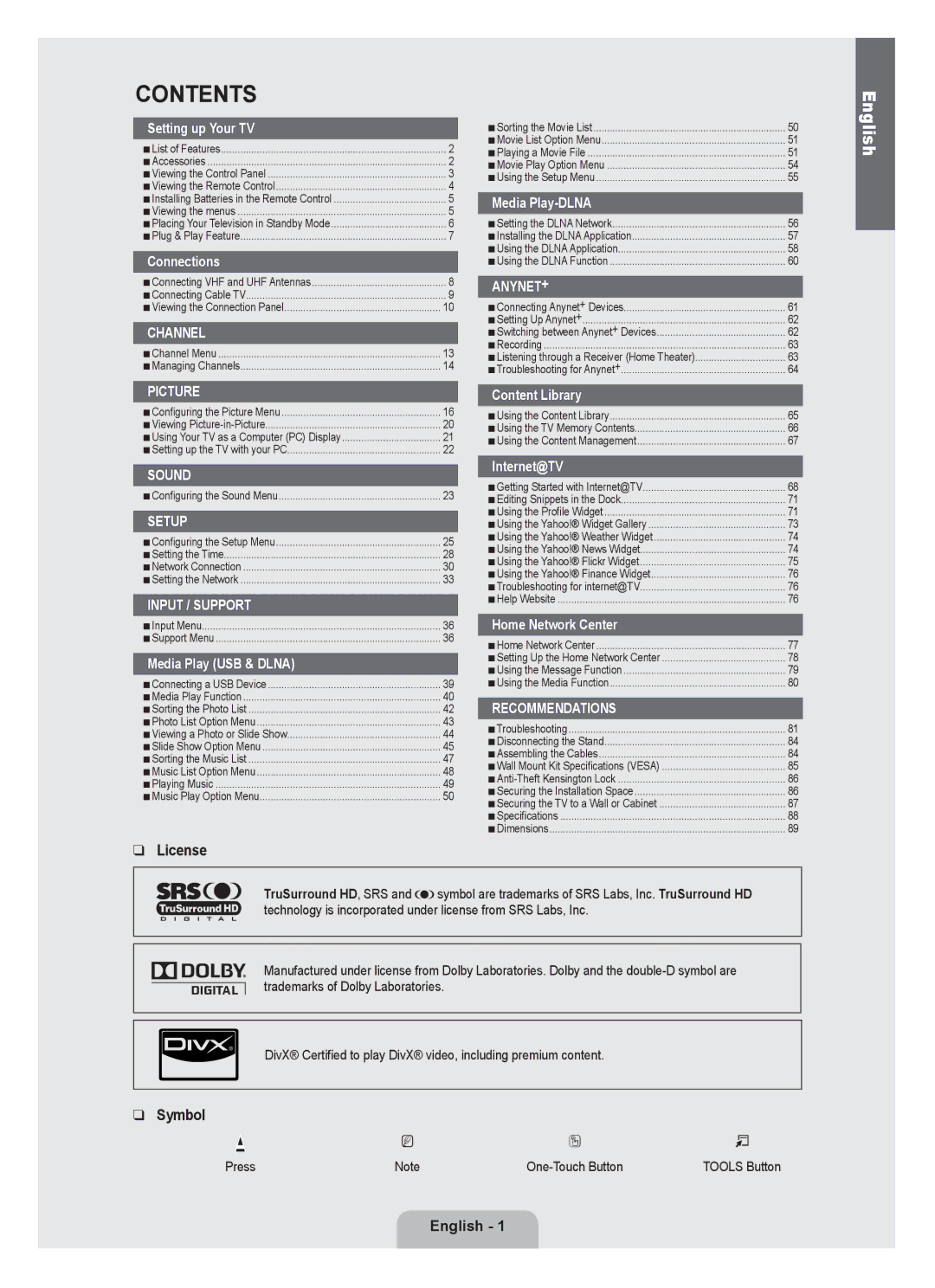 Samsung LN6B60 user manual Contents 