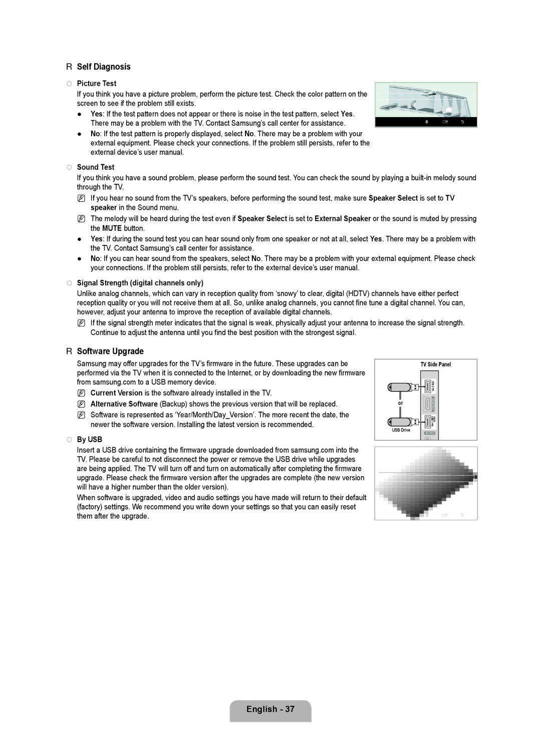 Samsung LN6B60 user manual Self Diagnosis, Software Upgrade 