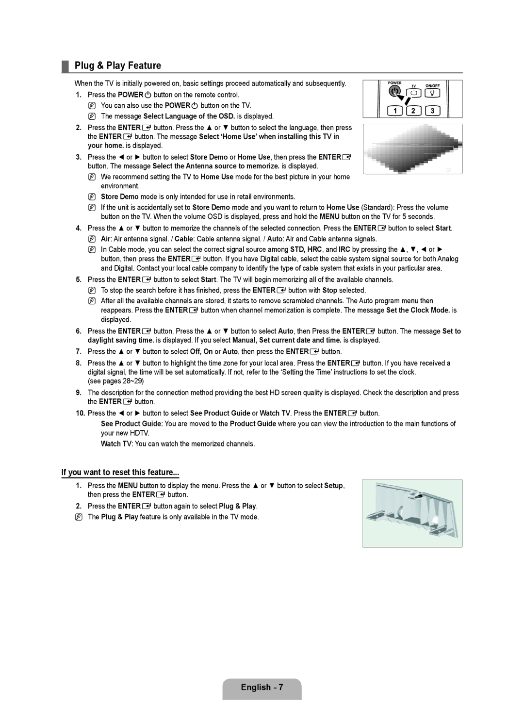 Samsung LN6B60 Plug & Play Feature, If you want to reset this feature, Message Select Language of the OSD. is displayed 