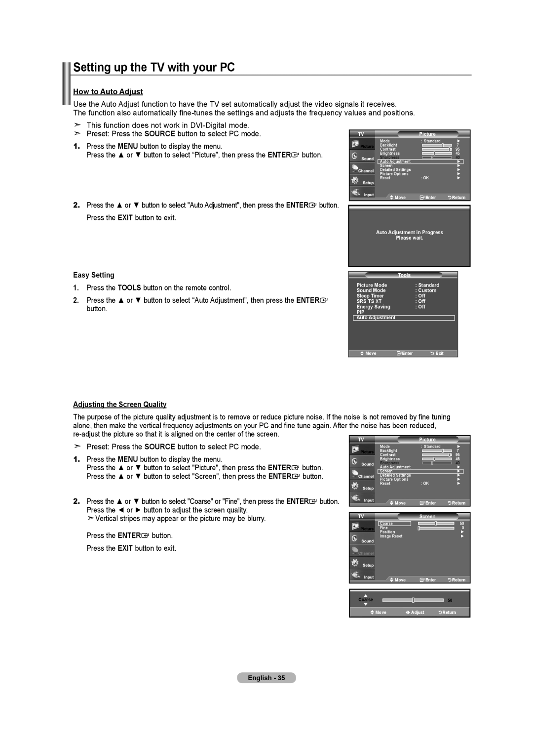 Samsung LN22A450C1, LNA0C, Series L4 user manual Setting up the TV with your PC, How to Auto Adjust, Screen 