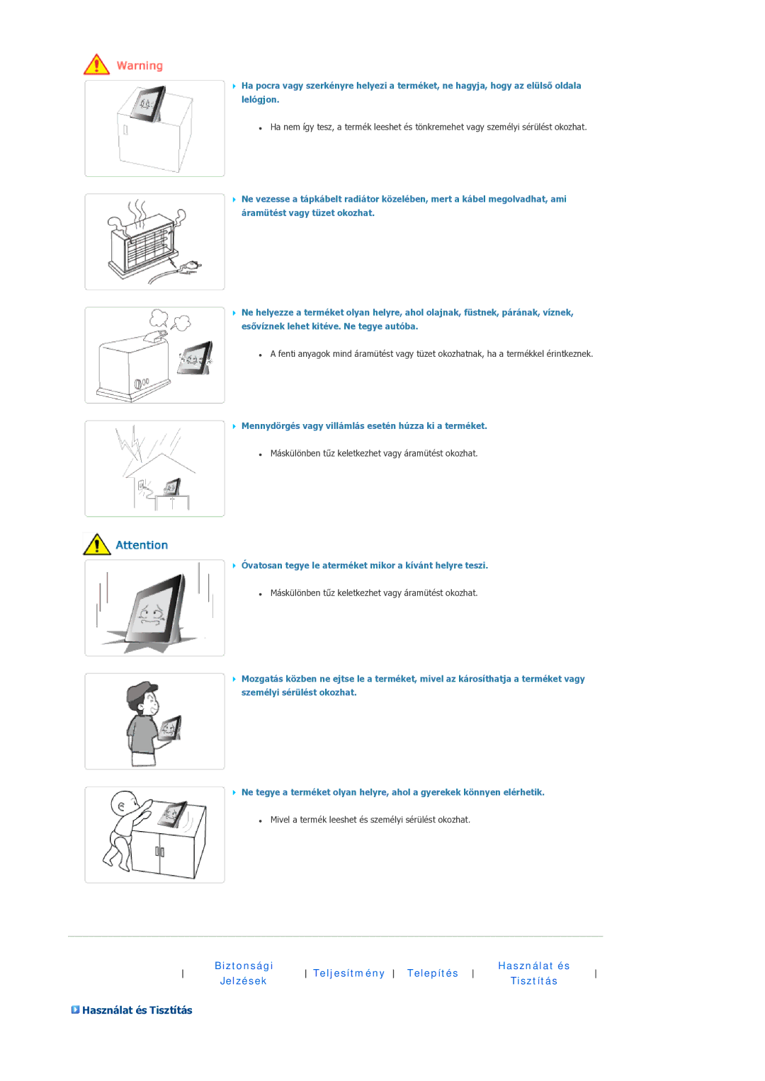 Samsung LP07MNLABTSEN manual Használat és Tisztítás 