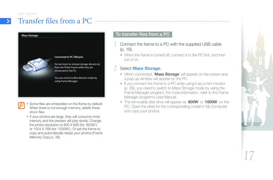 Samsung LP10WSLSB/ZA, LP08WSLSB/ZA, 1000W, 800W user manual Transfer files from a PC, To transfer files from a PC 