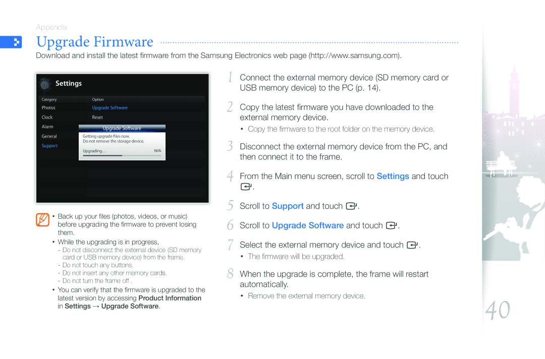 Samsung LP08WSLSB/ZA, LP10WSLSB/ZA, 1000W, 800W user manual Upgrade Firmware 