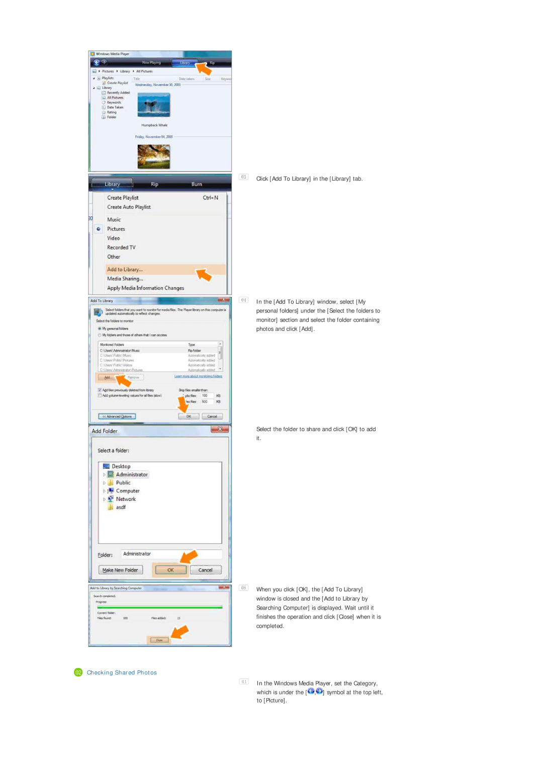 Samsung LP10CBQSBTZEN manual Checking Shared Photos 