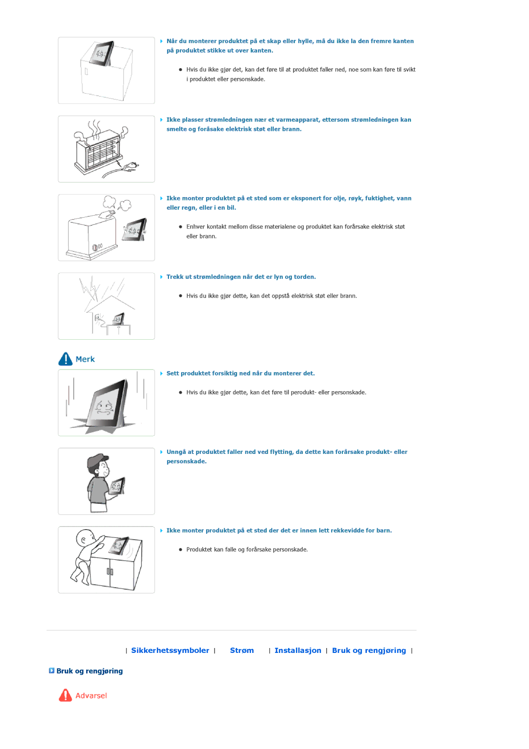 Samsung LP10CBQSST/EN manual Bruk og rengjøring 