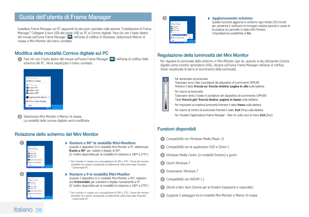 Samsung LP08IPLEBTZEN, LP10IPLSBTZEN Guida dell’utente di Frame Manager, Modifica della modalità Cornice digitale sul PC 